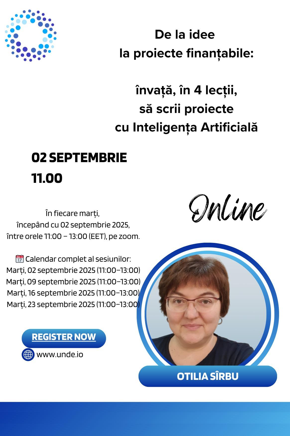 De la idee la proiecte finanțabile: învață să scrii proiecte cu ajutorul Inteligenței Artificiale în 4 lecții on-line