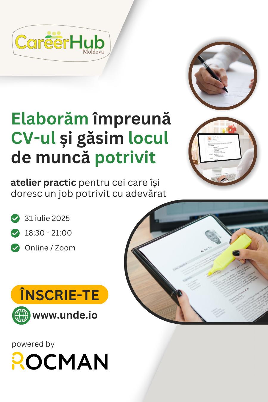 Elaborăm împreună CV-ul și găsim locul de muncă potrivit